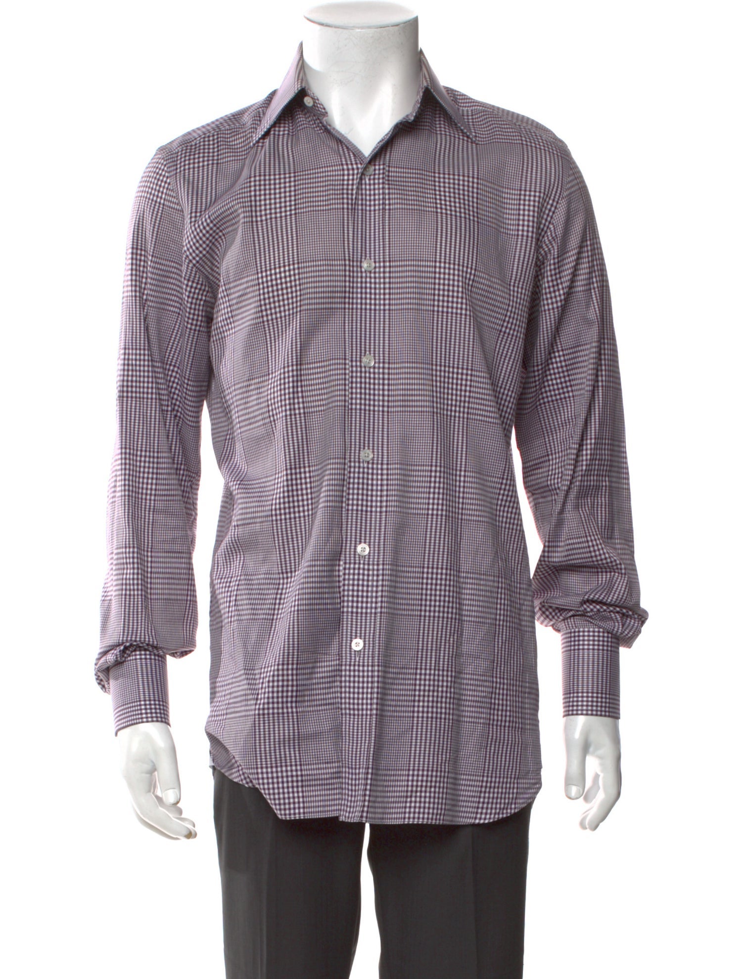 Tom Ford Plaid Print Long Sleeve Dress Shirt