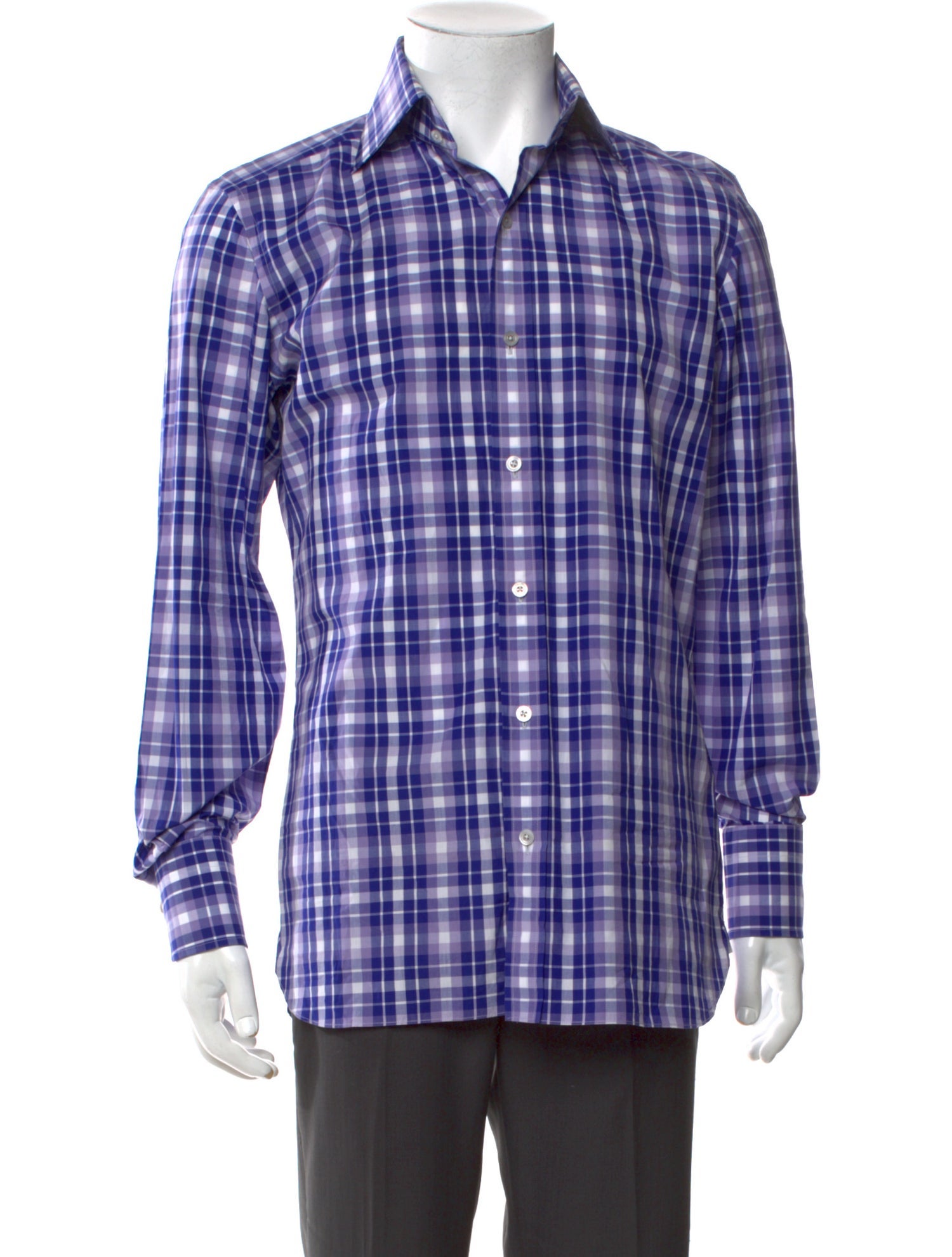 Tom Ford Plaid Print Long Sleeve Dress Shirt