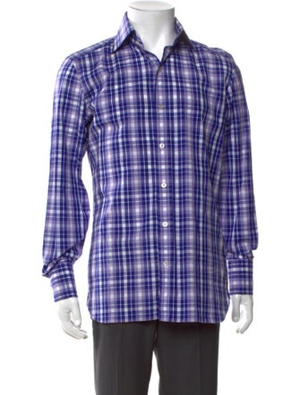 Tom Ford Plaid Print Long Sleeve Dress Shirt