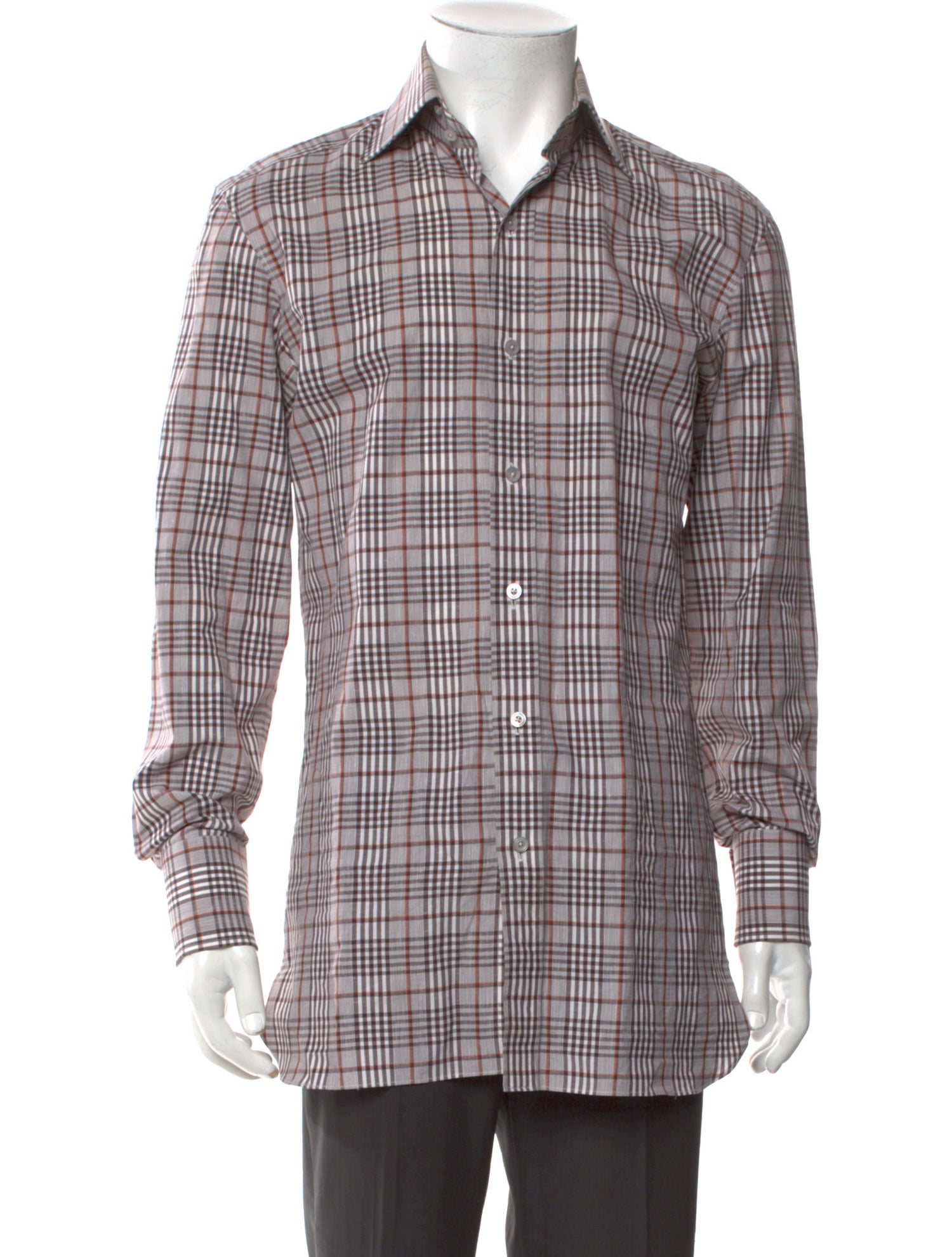 Tom Ford Plaid Print Long Sleeve Dress Shirt