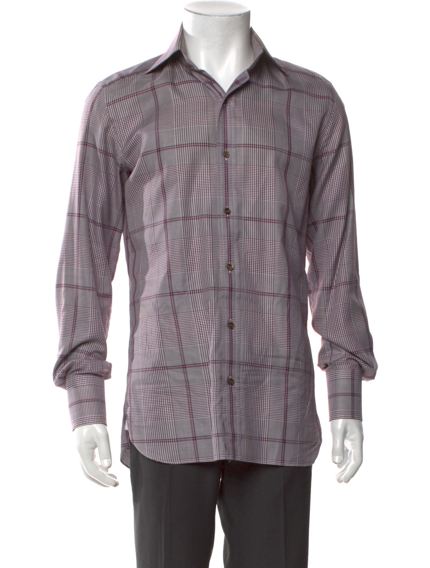 Tom Ford Plaid Print Long Sleeve Dress Shirt