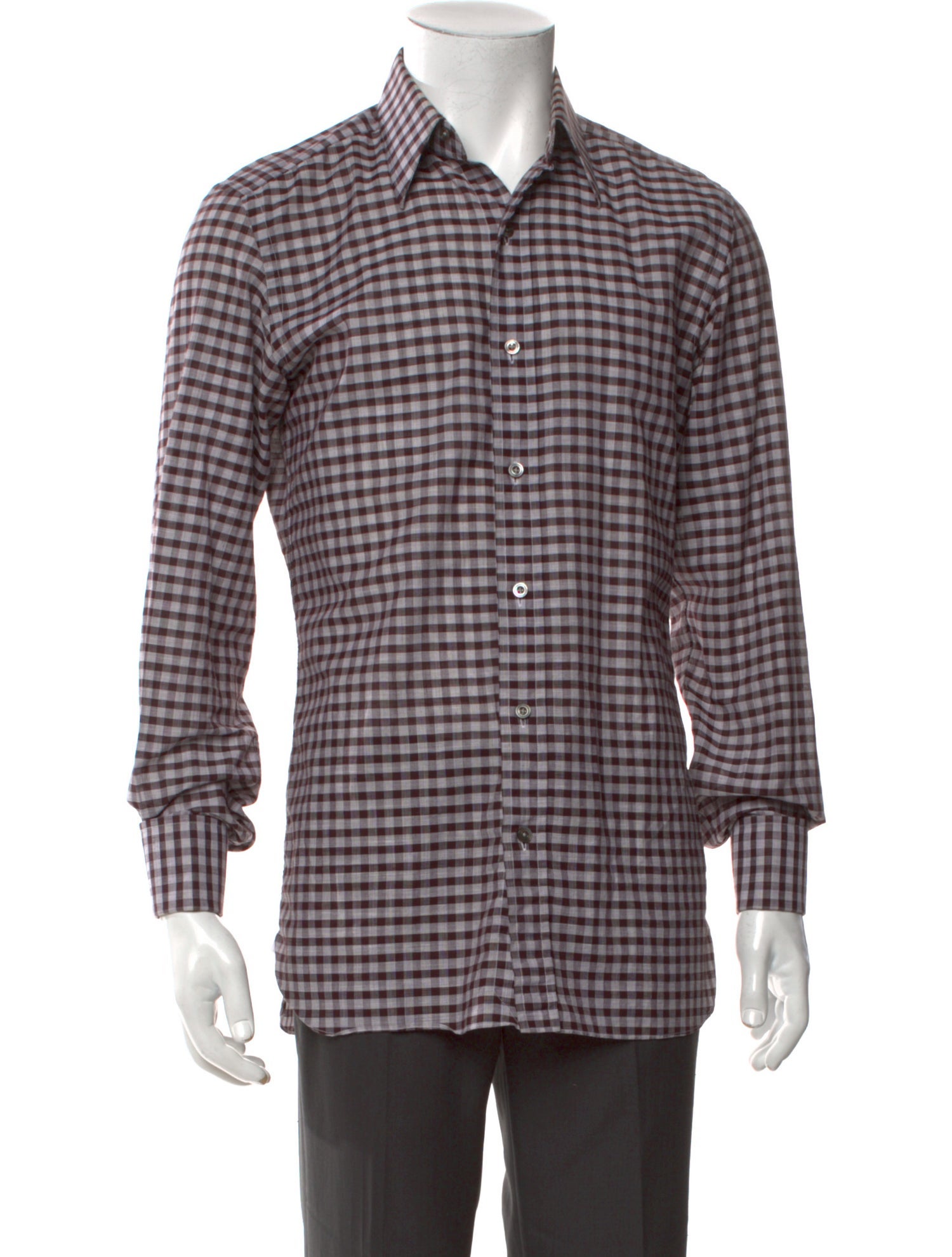 Tom Ford Plaid Print Long Sleeve Dress Shirt