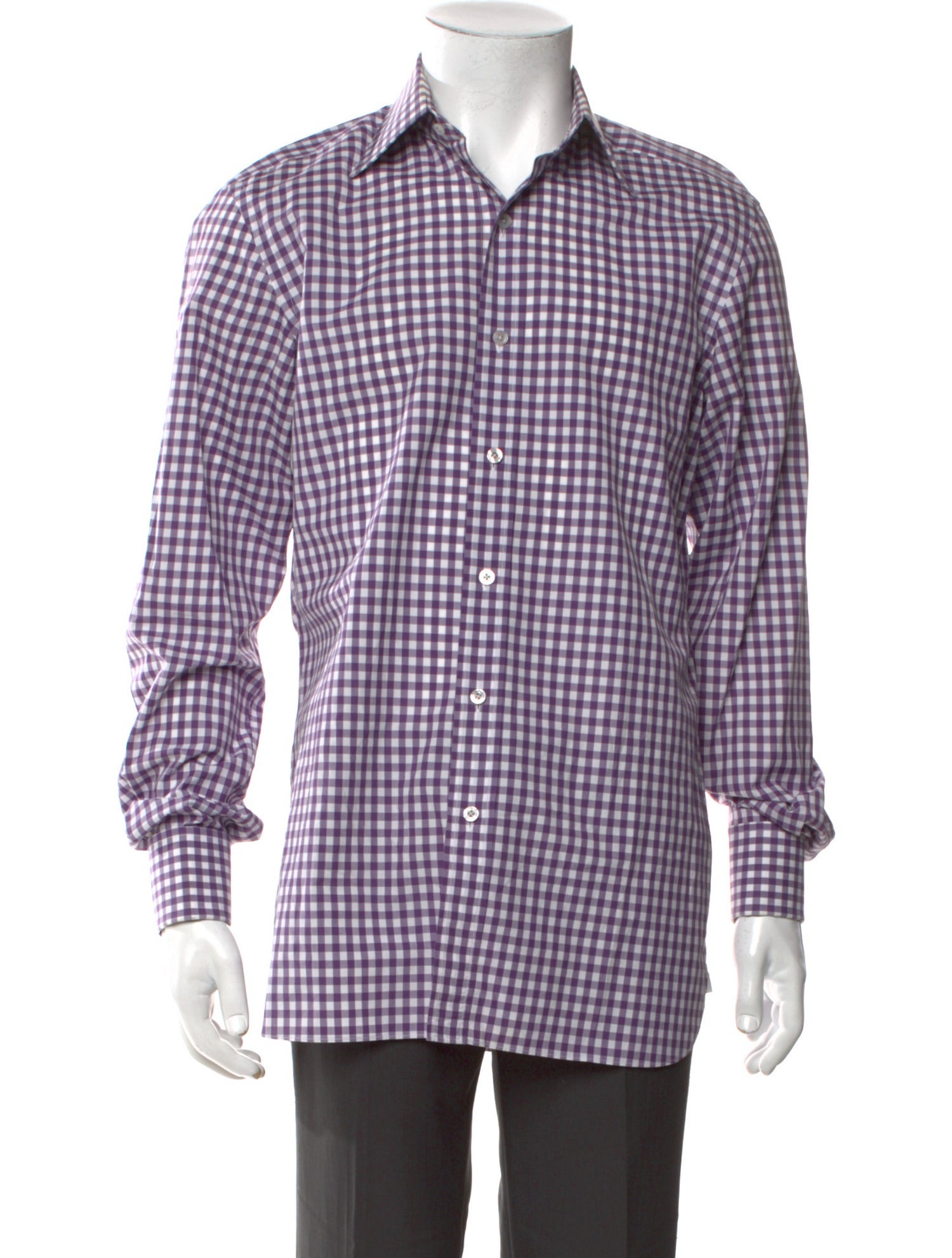Tom Ford Plaid Print Long Sleeve Dress Shirt