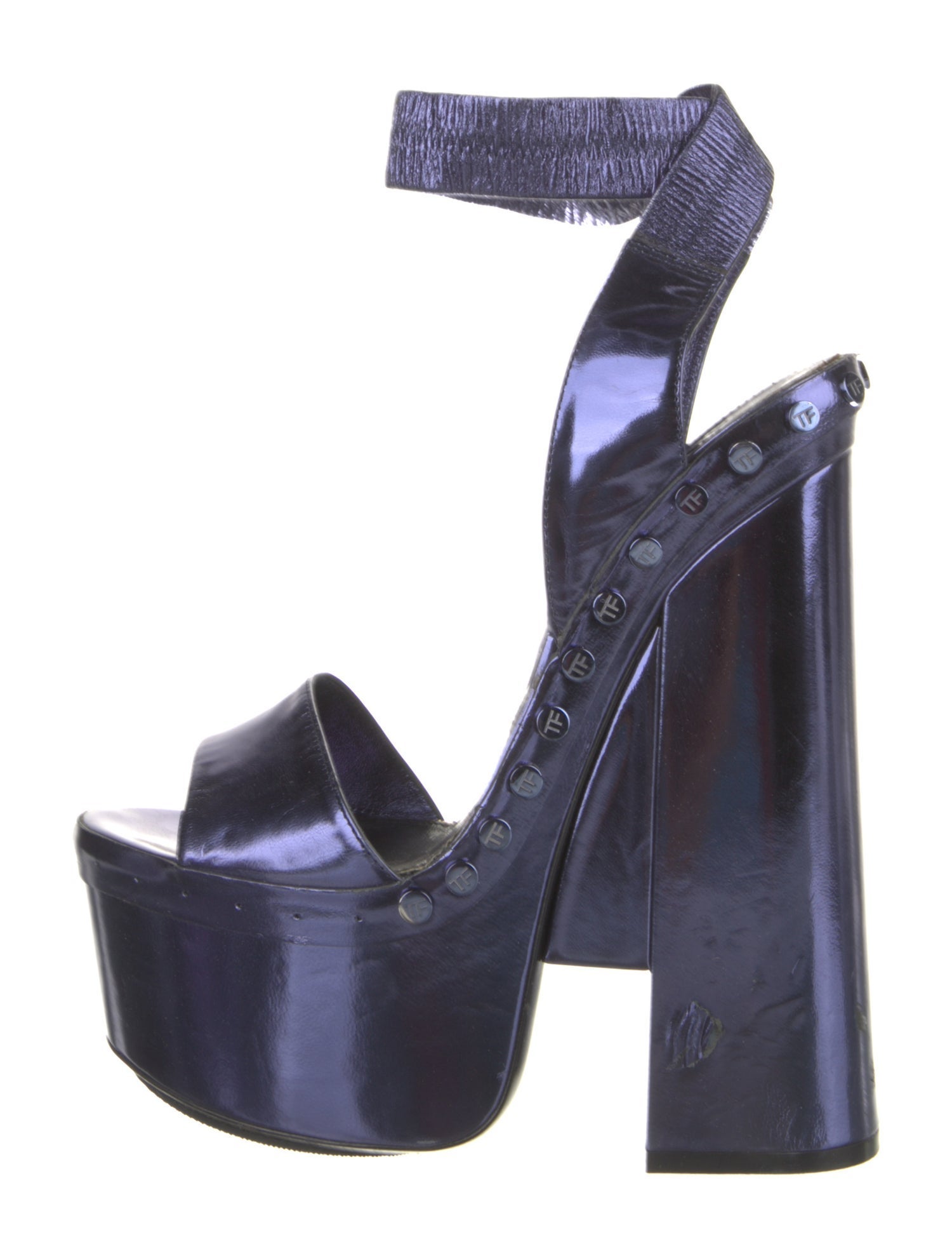 Tom Ford Patent Leather Studded Accents Slingback Sandals