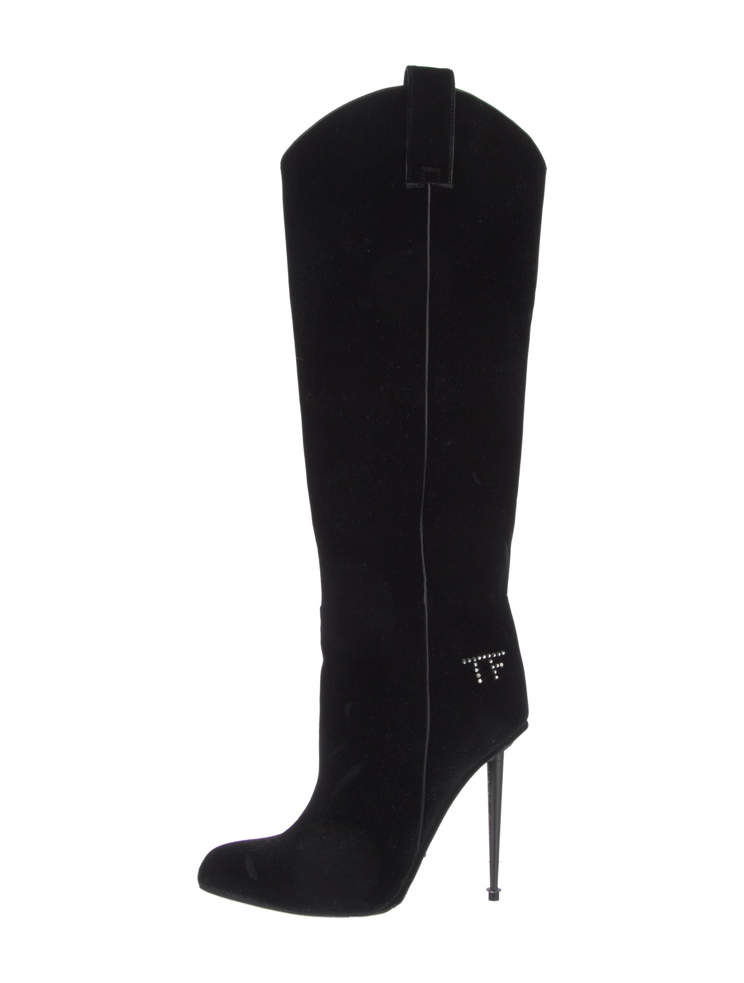Tom Ford Velvet Crystal Embellishments Western Boots