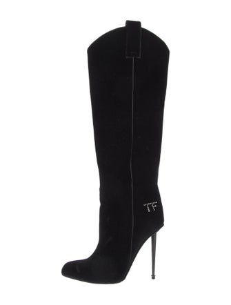 Tom Ford Velvet Crystal Embellishments Western Boots