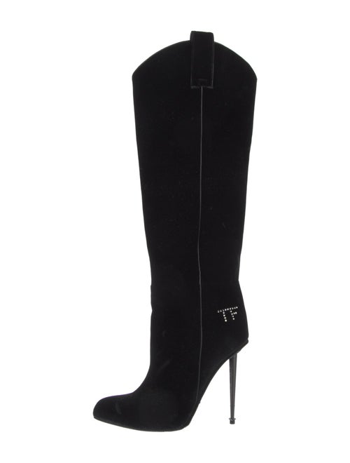 Tom Ford Velvet Crystal Embellishments Western Boots