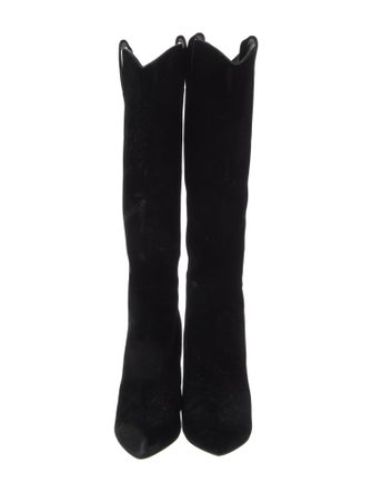 Tom Ford Velvet Crystal Embellishments Western Boots