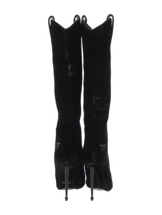 Tom Ford Velvet Crystal Embellishments Western Boots