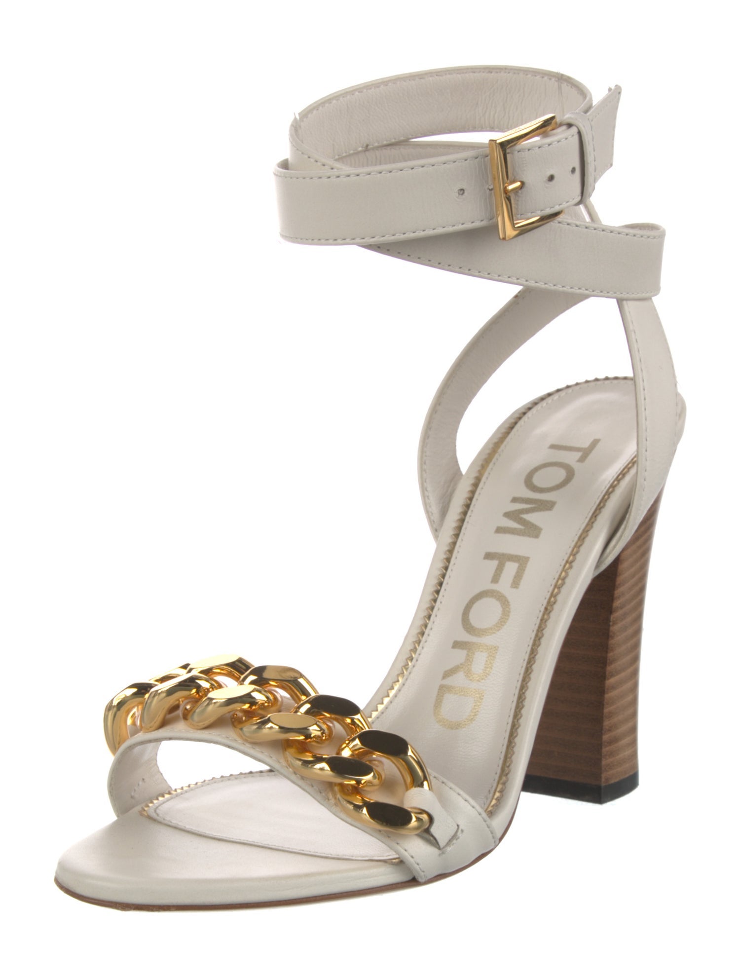 Tom Ford Leather Chain-Link Accents Sandals