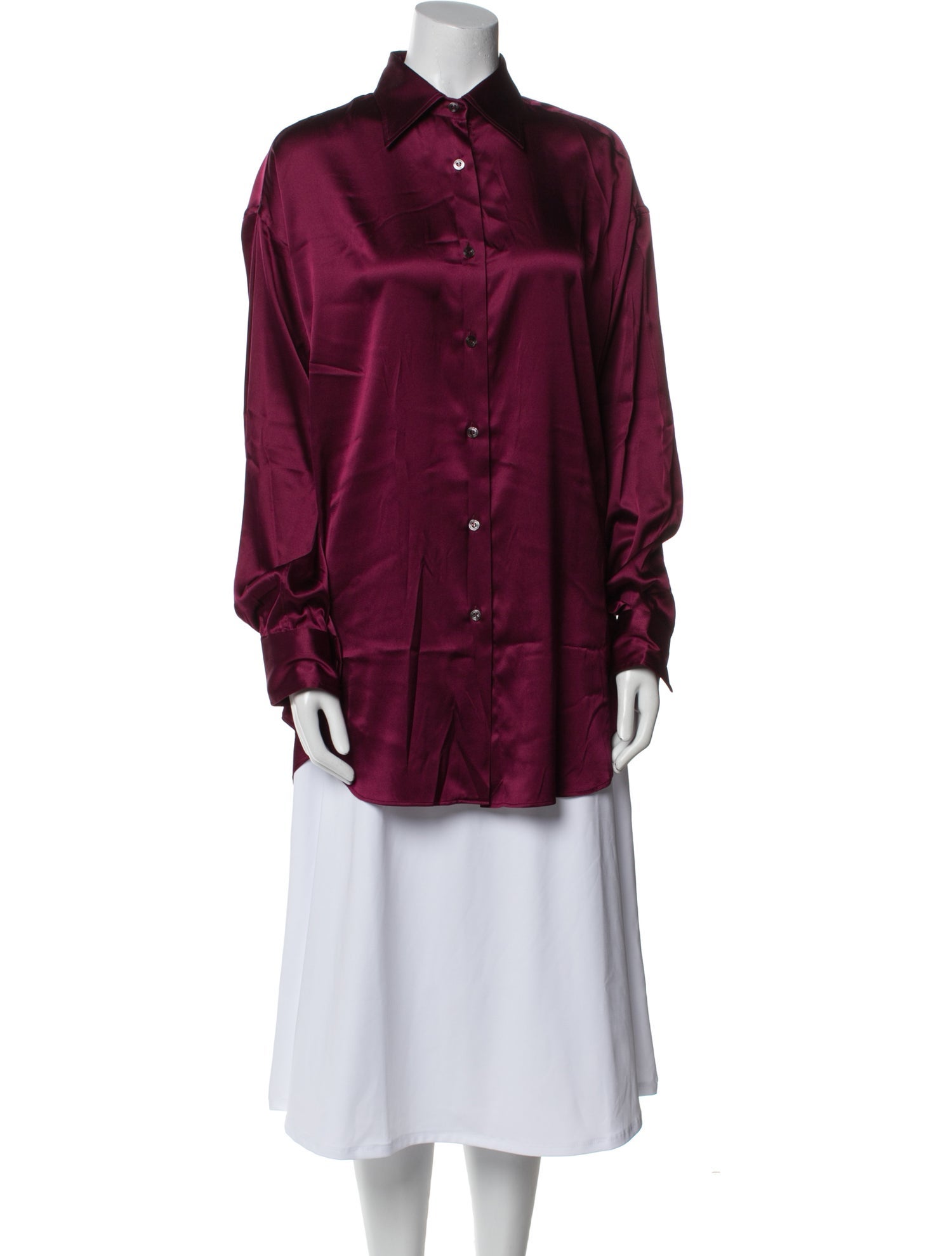 Tom Ford Silk Long Sleeve Button-Up Top