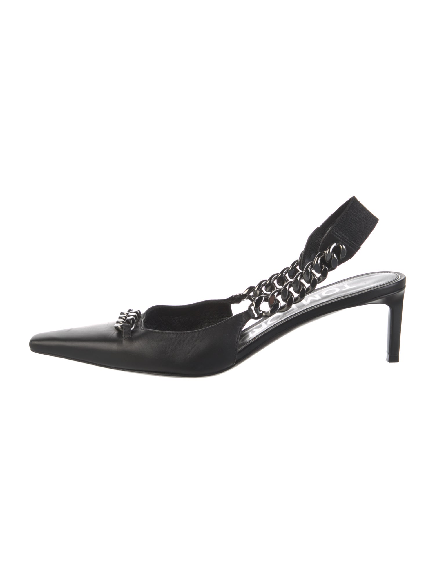 Tom Ford Leather Chain-Link Accents Slingback Pumps
