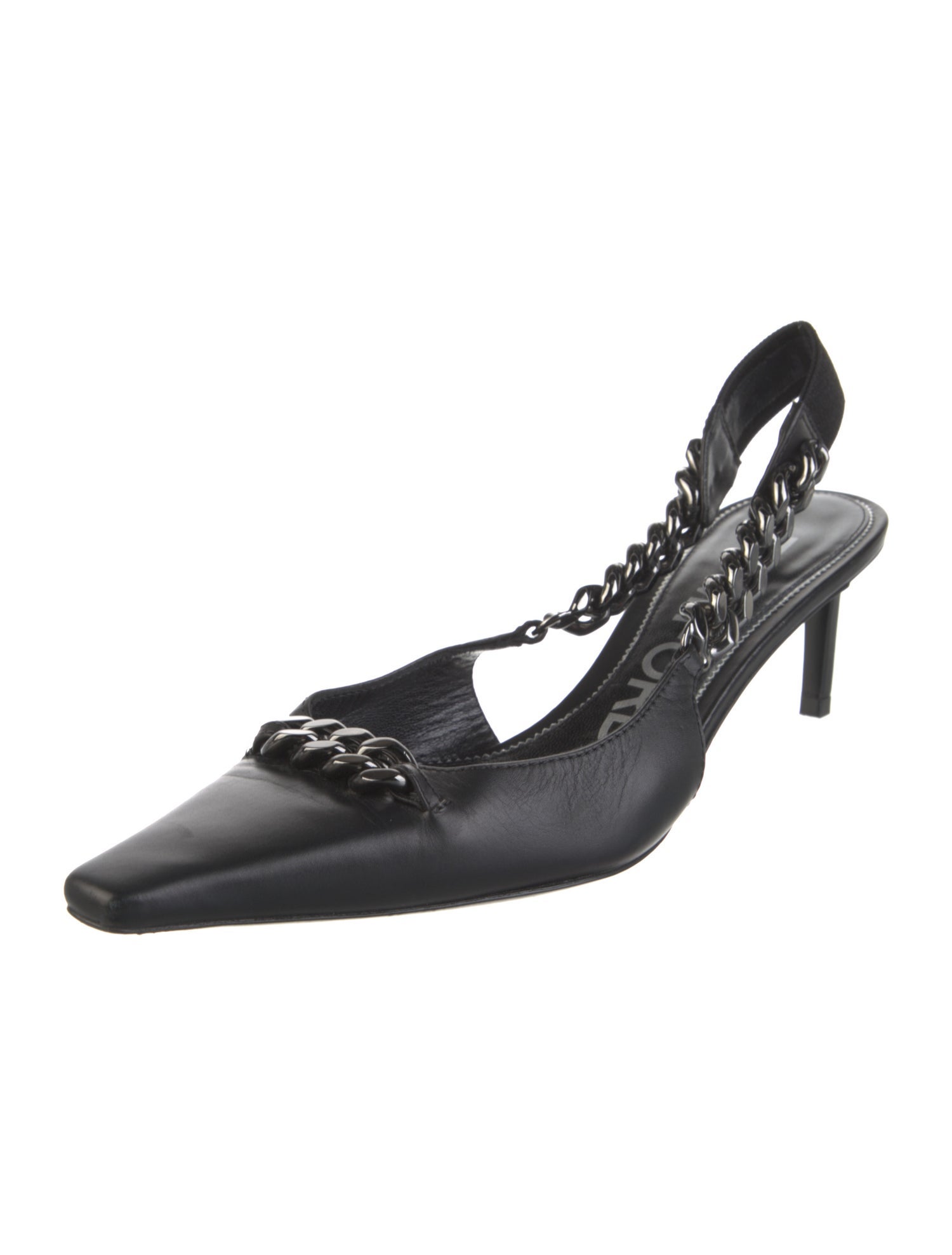 Tom Ford Leather Chain-Link Accents Slingback Pumps