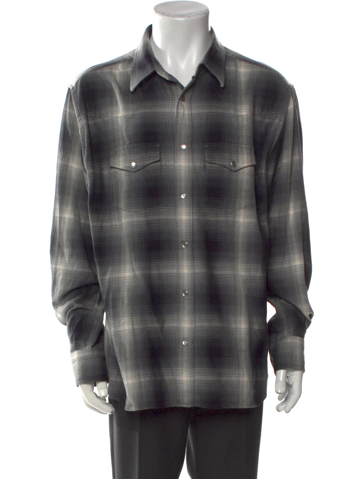 Tom Ford Plaid Print Long Sleeve Shirt