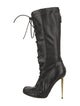 Tom Ford Leather Animal Print Lace-Up Boots