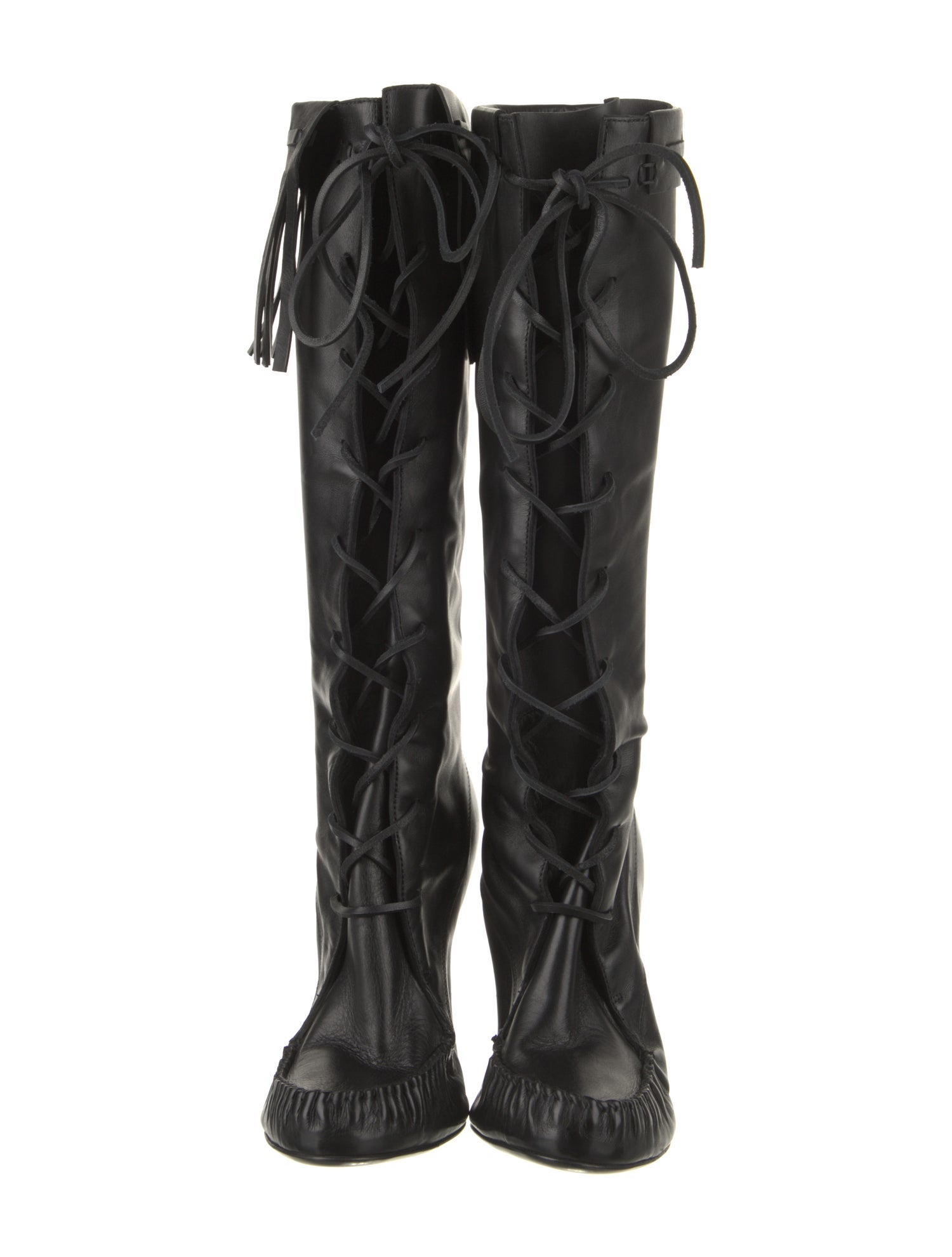 Tom Ford Leather Animal Print Lace-Up Boots