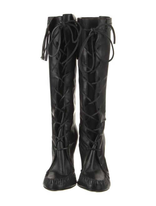 Tom Ford Leather Animal Print Lace-Up Boots