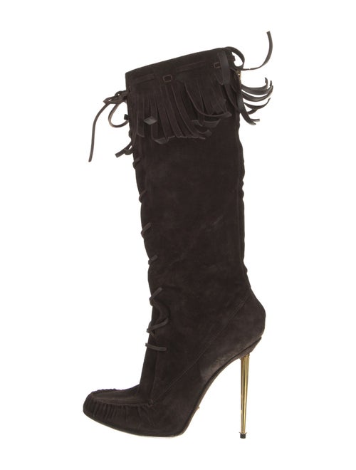 Tom Ford Suede Animal Print Lace-Up Boots