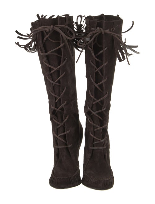 Tom Ford Suede Animal Print Lace-Up Boots