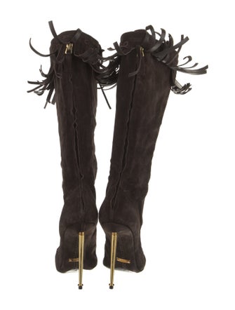 Tom Ford Suede Animal Print Lace-Up Boots