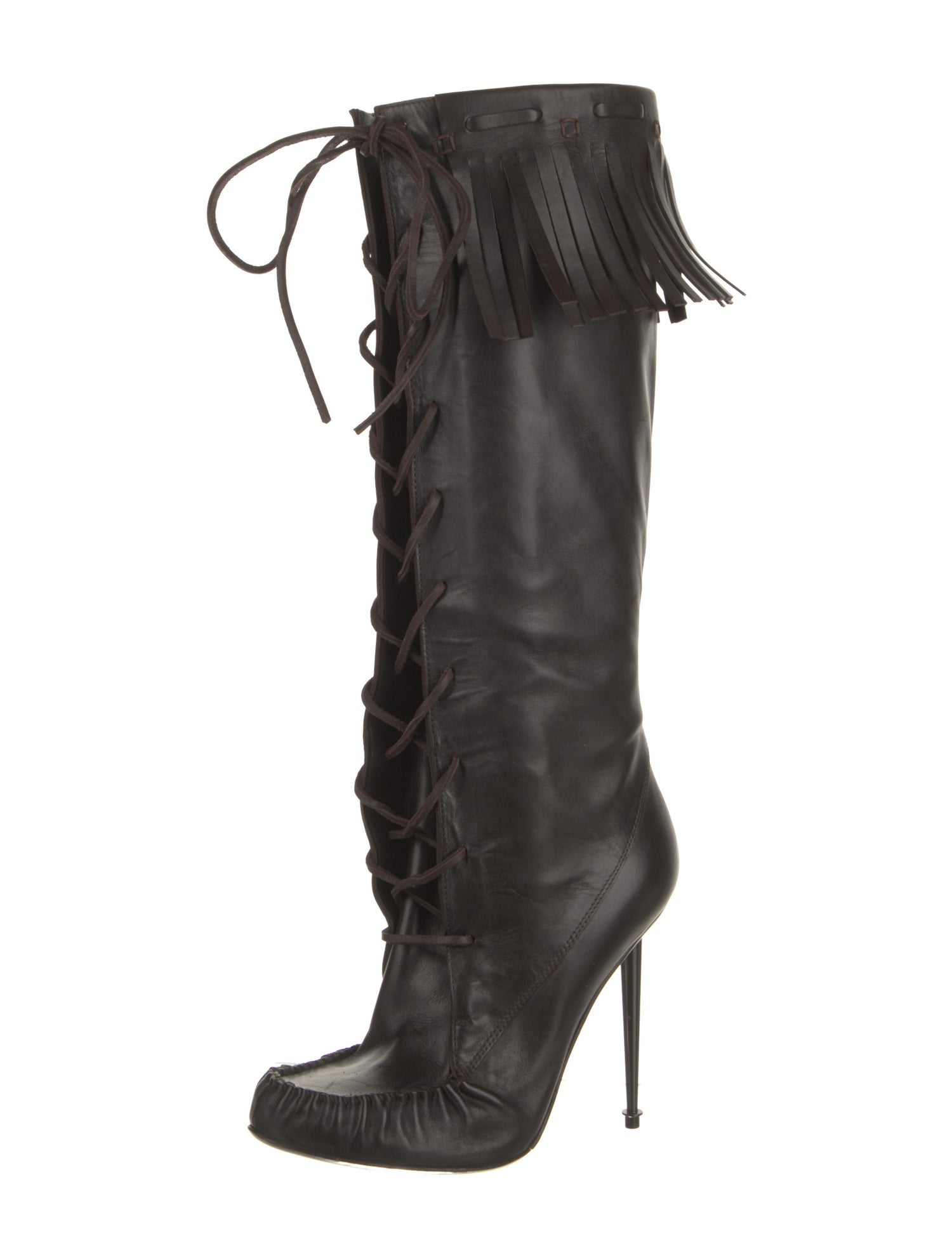 Tom Ford Leather Animal Print Lace-Up Boots