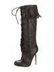 Tom Ford Leather Animal Print Lace-Up Boots