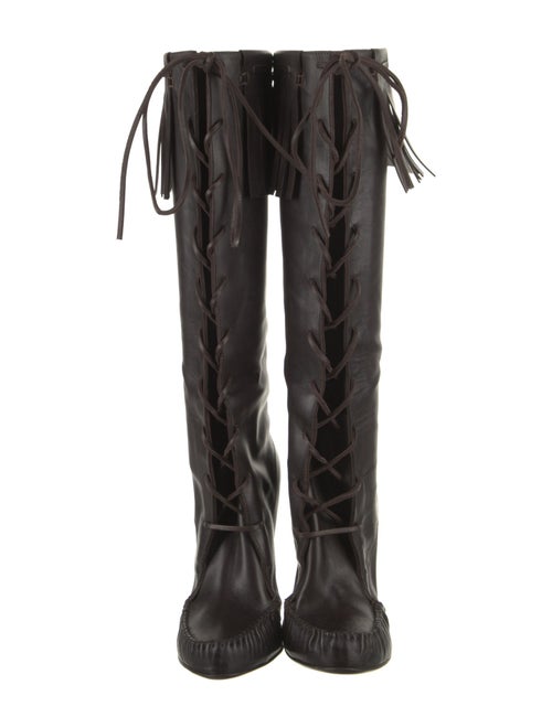 Tom Ford Leather Animal Print Lace-Up Boots