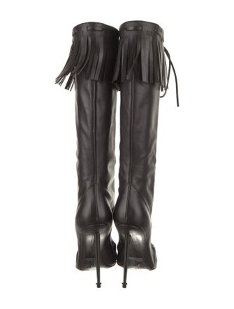 Tom Ford Leather Animal Print Lace-Up Boots