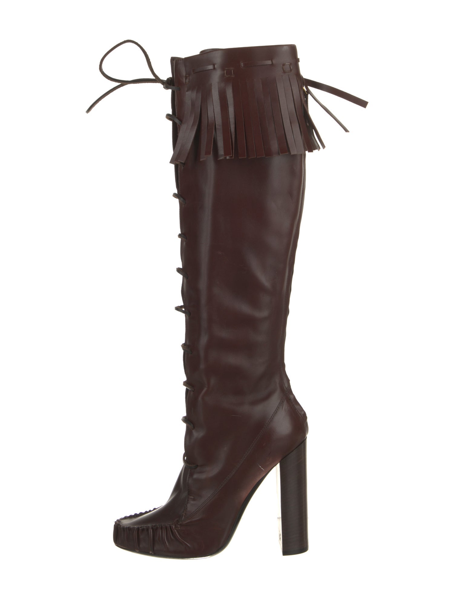 Tom Ford Leather Animal Print Lace-Up Boots
