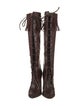 Tom Ford Leather Animal Print Lace-Up Boots