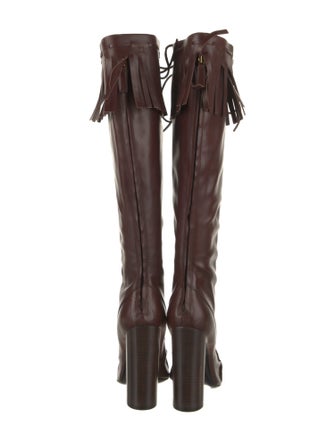 Tom Ford Leather Animal Print Lace-Up Boots