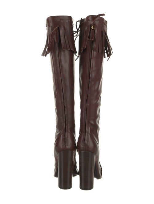 Tom Ford Leather Animal Print Lace-Up Boots