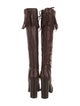 Tom Ford Leather Animal Print Lace-Up Boots