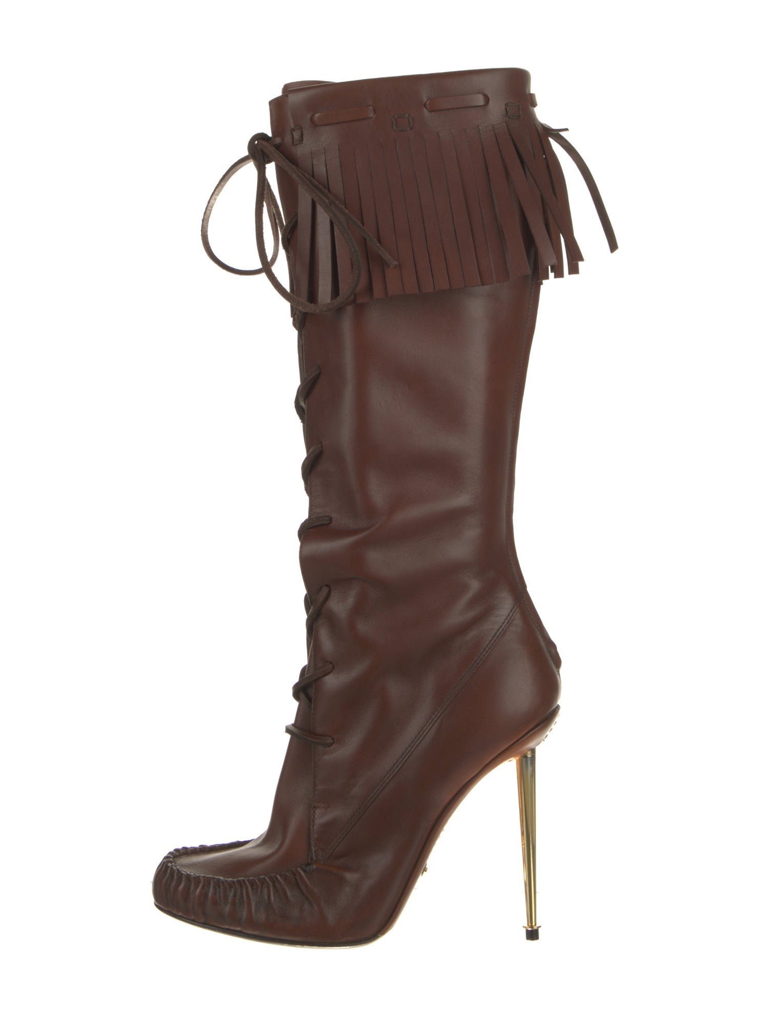 Tom Ford Leather Animal Print Lace-Up Boots