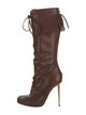 Tom Ford Leather Animal Print Lace-Up Boots