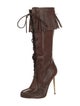 Tom Ford Leather Animal Print Lace-Up Boots