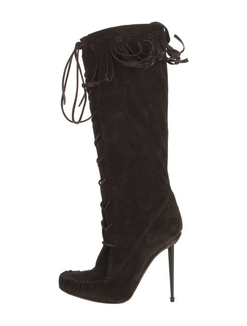 Tom Ford Suede Animal Print Lace-Up Boots