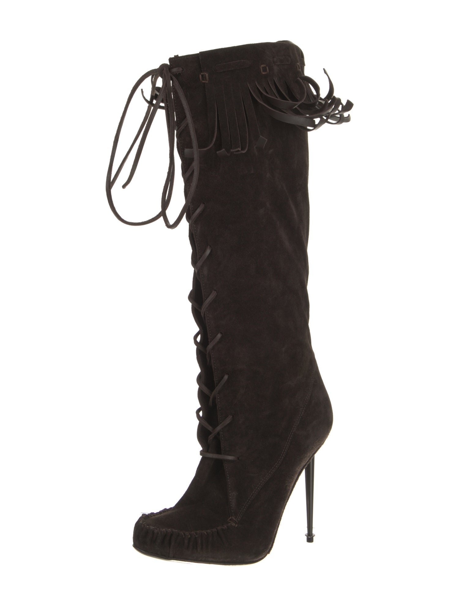 Tom Ford Suede Animal Print Lace-Up Boots
