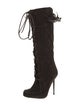 Tom Ford Suede Animal Print Lace-Up Boots