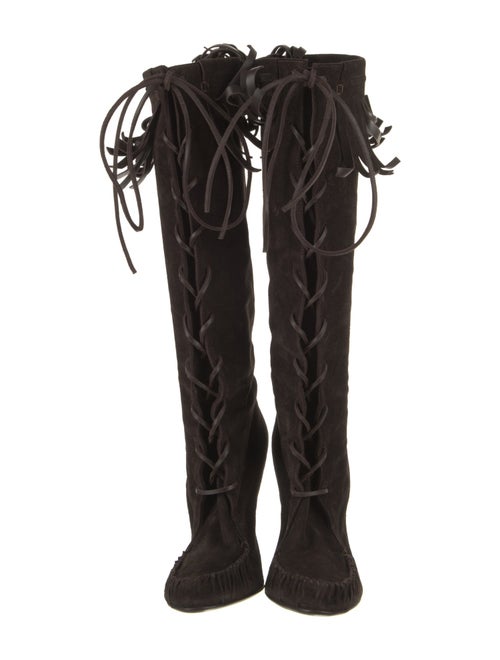 Tom Ford Suede Animal Print Lace-Up Boots
