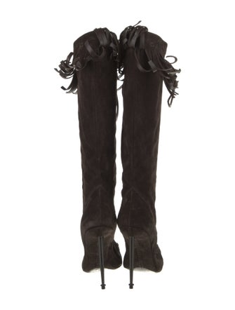 Tom Ford Suede Animal Print Lace-Up Boots