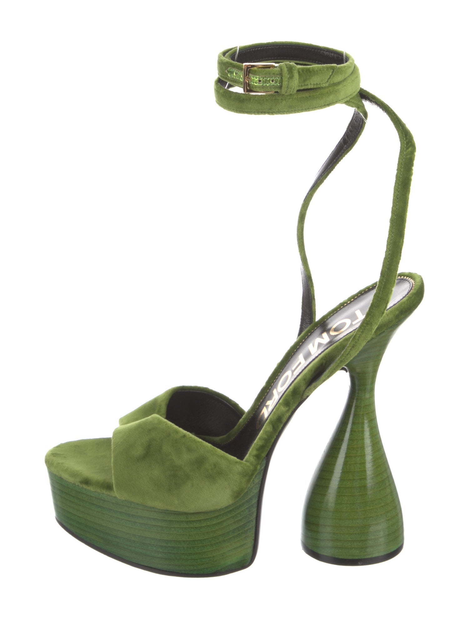 Tom Ford Velvet Leather Trim Embellishment Sandals