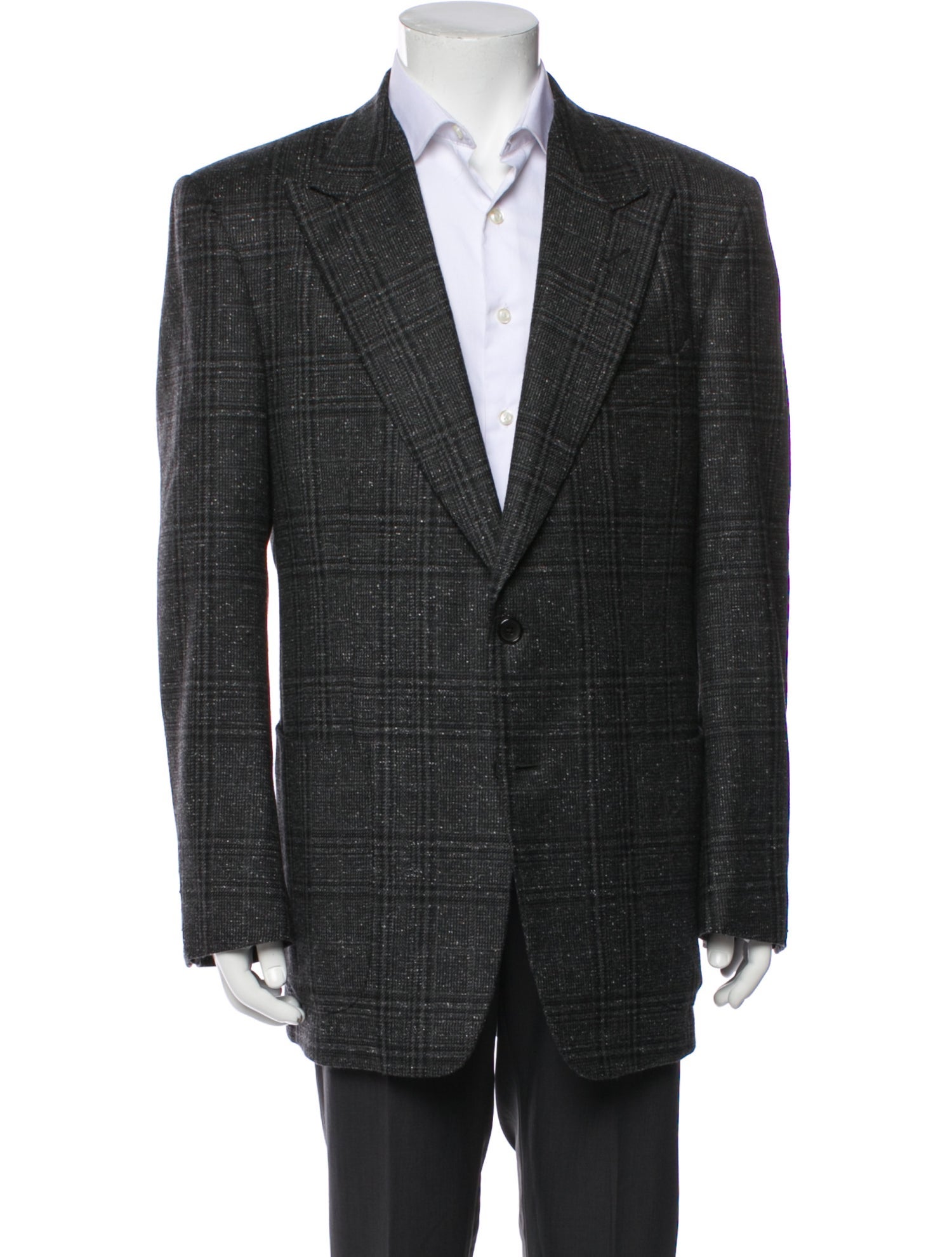 Tom Ford Wool Plaid Print Blazer