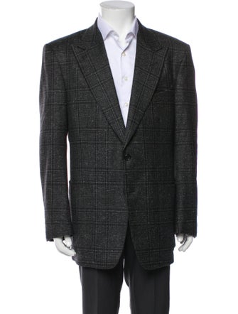 Tom Ford Wool Plaid Print Blazer