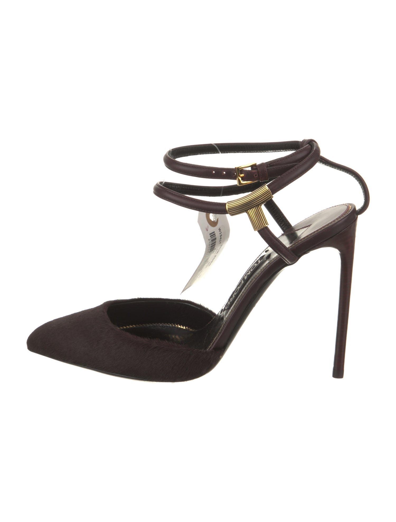 Tom Ford Ponyhair Leather Trim Embellishment T-Strap Pumps