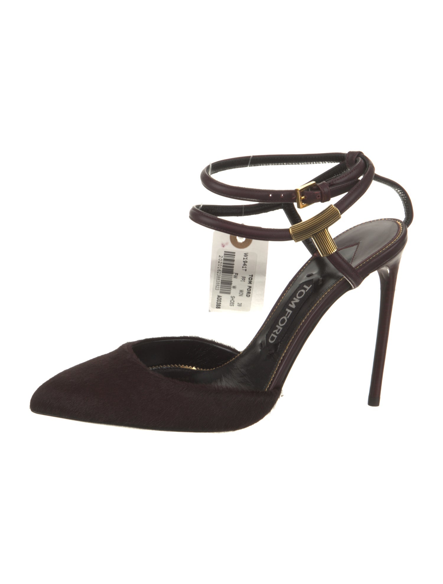 Tom Ford Ponyhair Leather Trim Embellishment T-Strap Pumps