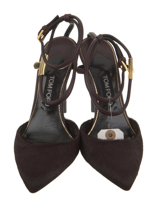 Tom Ford Ponyhair Leather Trim Embellishment T-Strap Pumps