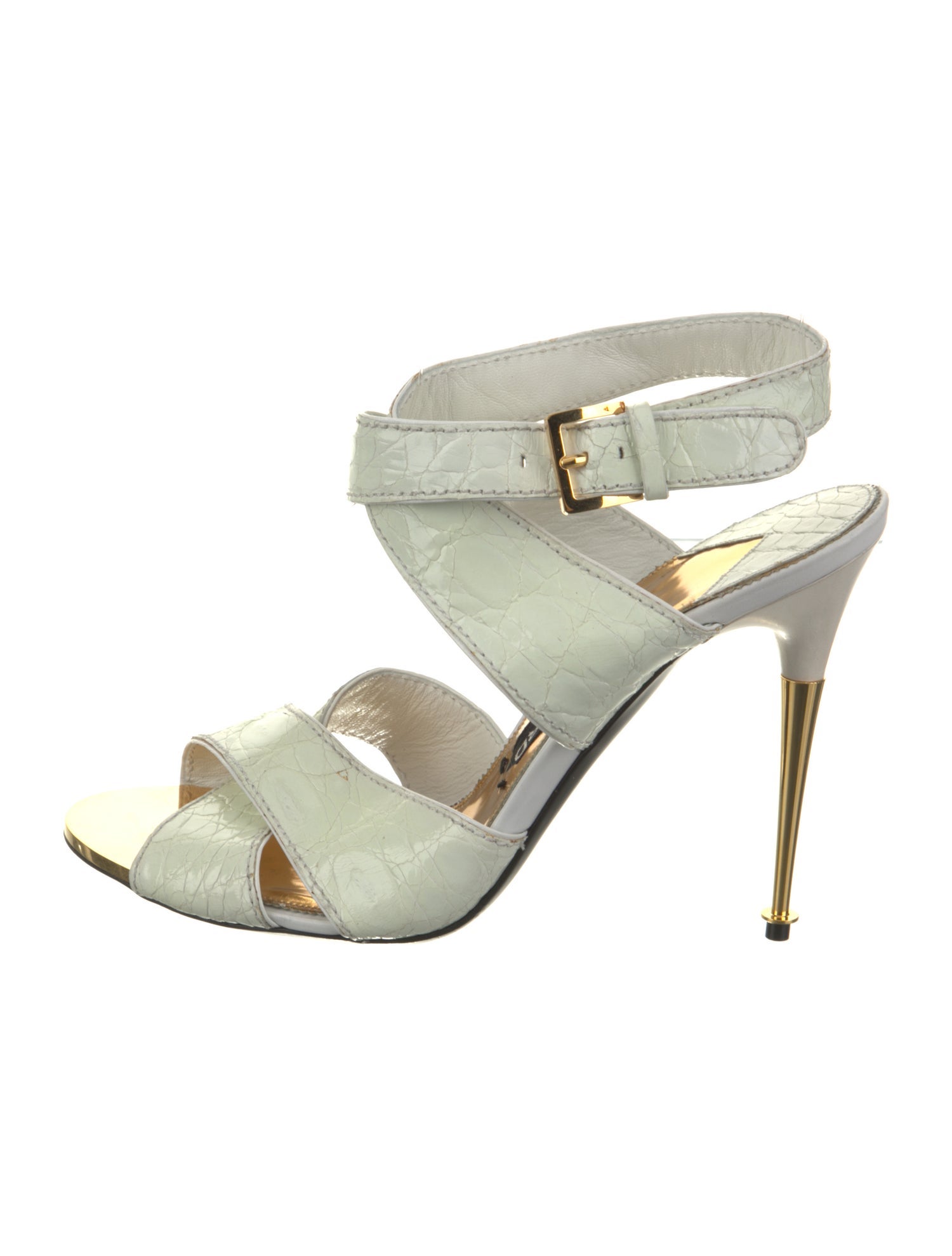 Tom Ford Embossed Leather Leather Trim Embellishment Sandals