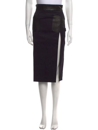 Tom Ford Leather Trim Embellishment Knee-Length Skirt
