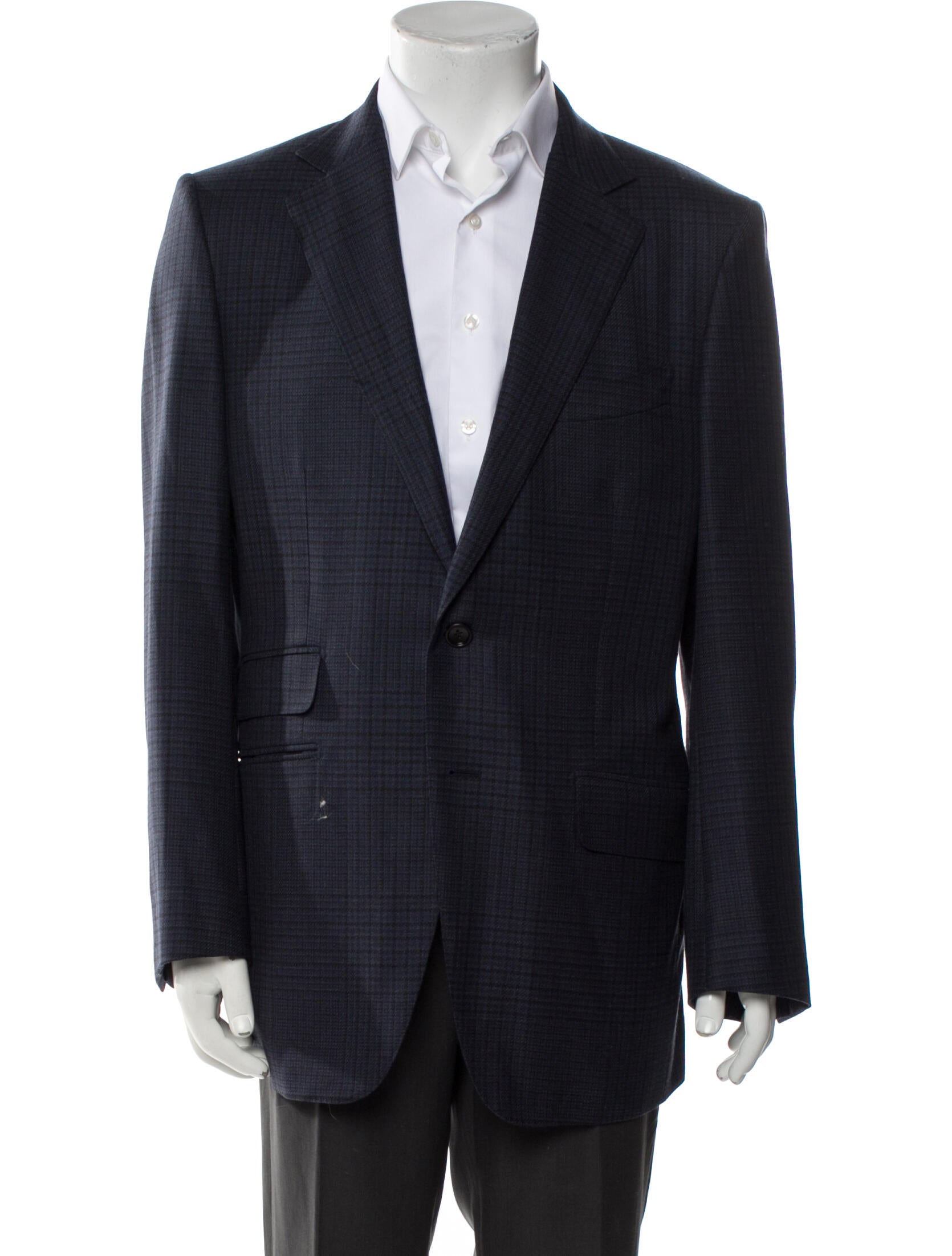 Tom Ford Wool Plaid Print Blazer